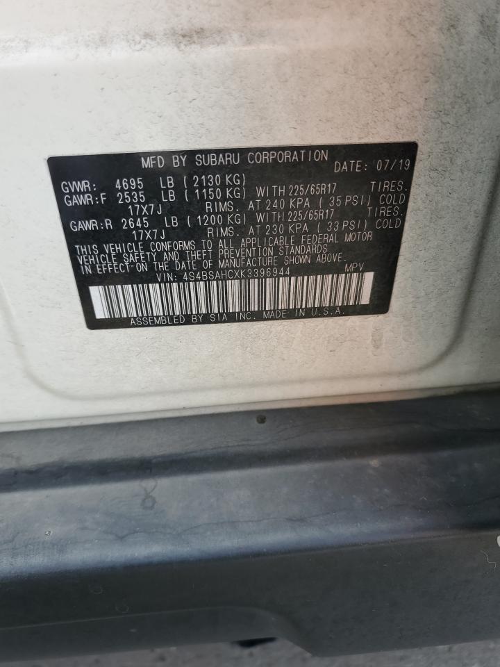 2019 Subaru Outback 2.5I Premium VIN: 4S4BSAHCXK3396944 Lot: 82334895