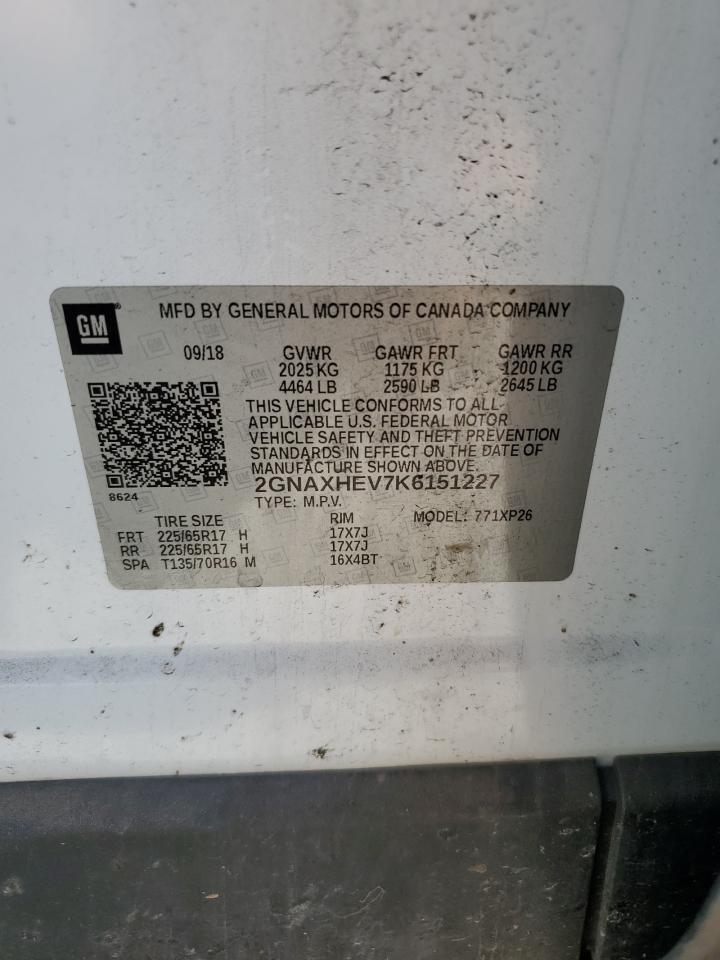 2019 Chevrolet Equinox Ls VIN: 2GNAXHEV7K6151227 Lot: 84832375