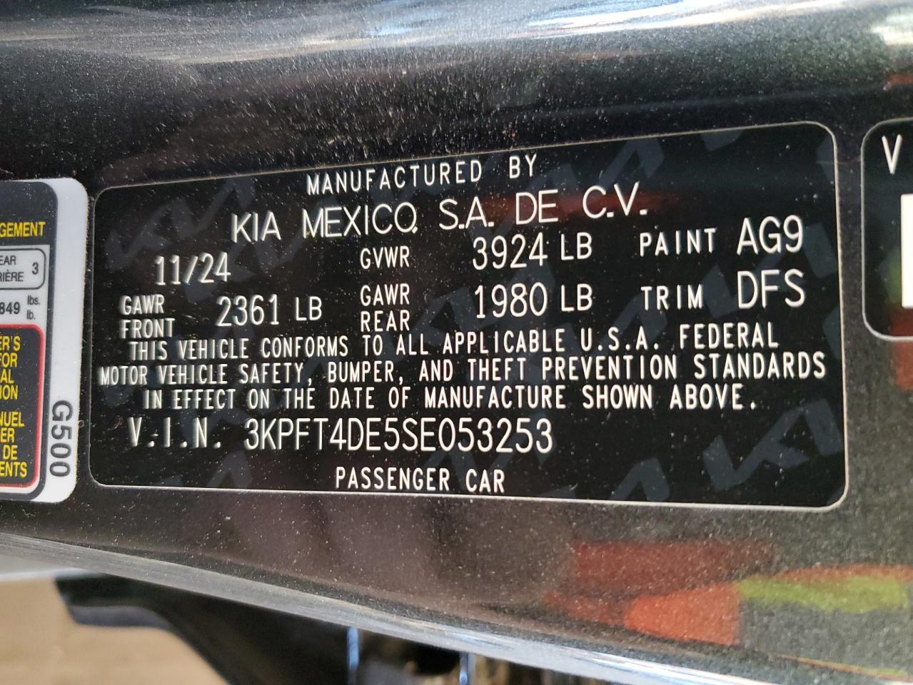 2025 Kia K4 Lx VIN: 3KPFT4DE5SE053253 Lot: 86190225