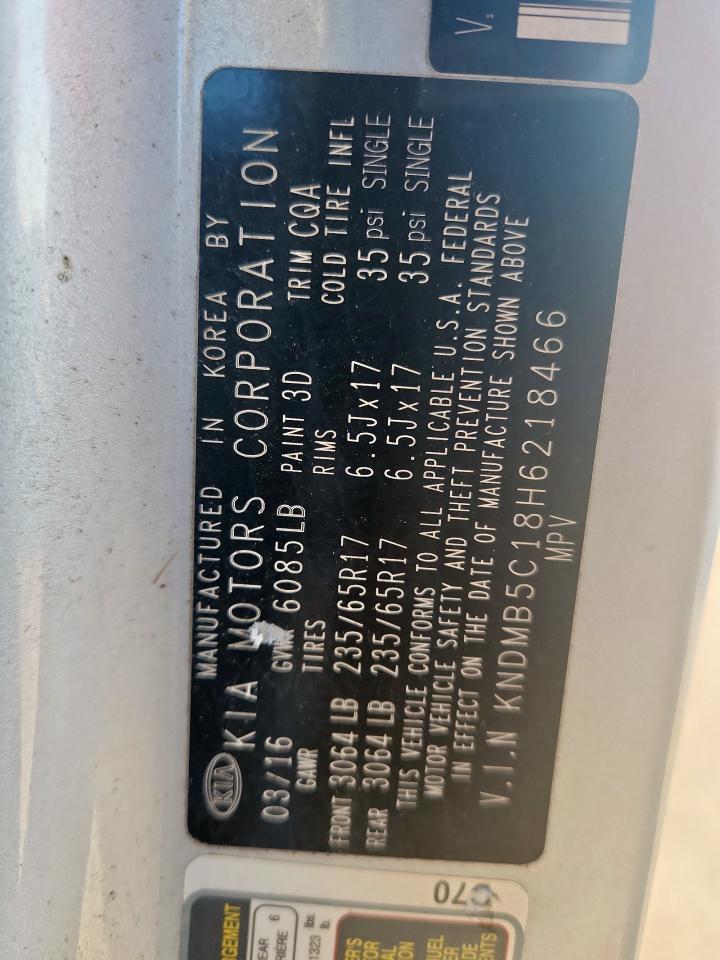 2017 Kia Sedona Lx VIN: KNDMB5C18H6218466 Lot: 82251045