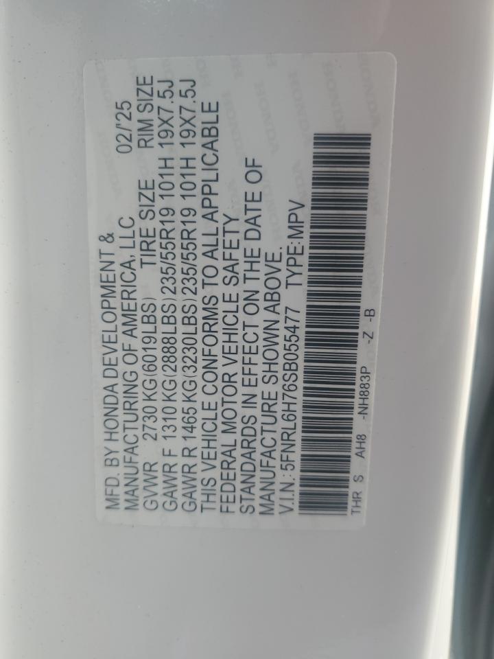 2025 Honda Odyssey Sport-L VIN: 5FNRL6H76SB055477 Lot: 89624265