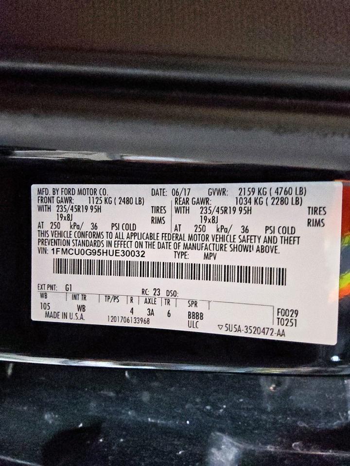 2017 Ford Escape Se VIN: 1FMCU0G95HUE30032 Lot: 87032535