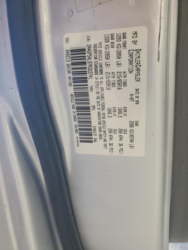 2007 Chrysler Town & Country Touring VIN: 2A4GP54L97R322741 Lot: 89491155