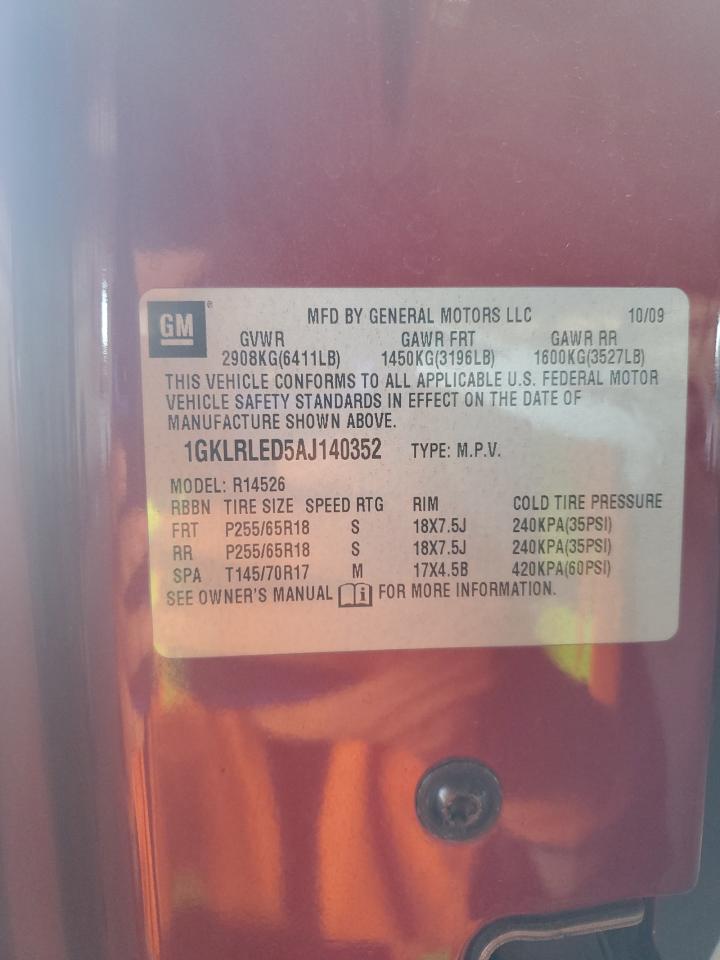 2010 GMC Acadia Sle VIN: 1GKLRLED5AJ140352 Lot: 90259615