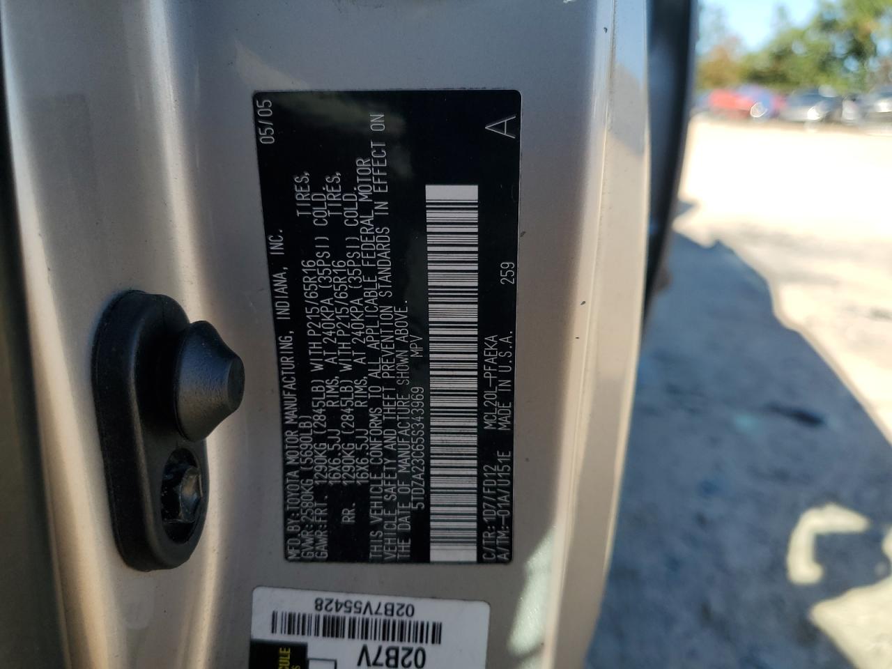 2005 Toyota Sienna Ce VIN: 5TDZA23C65S343969 Lot: 82504875