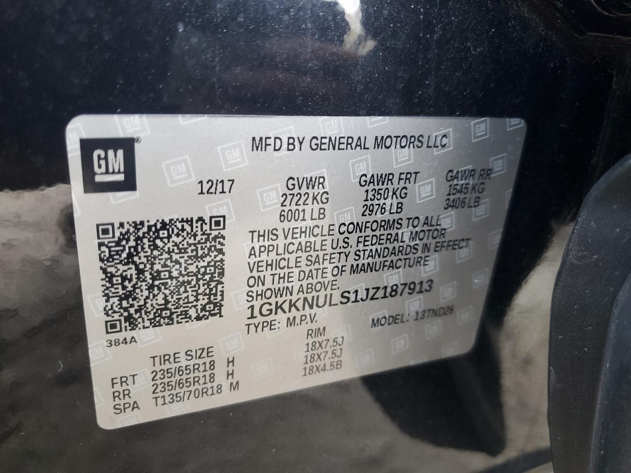 2018 GMC Acadia Slt-1 VIN: 1GKKNULS1JZ187913 Lot: 86485945