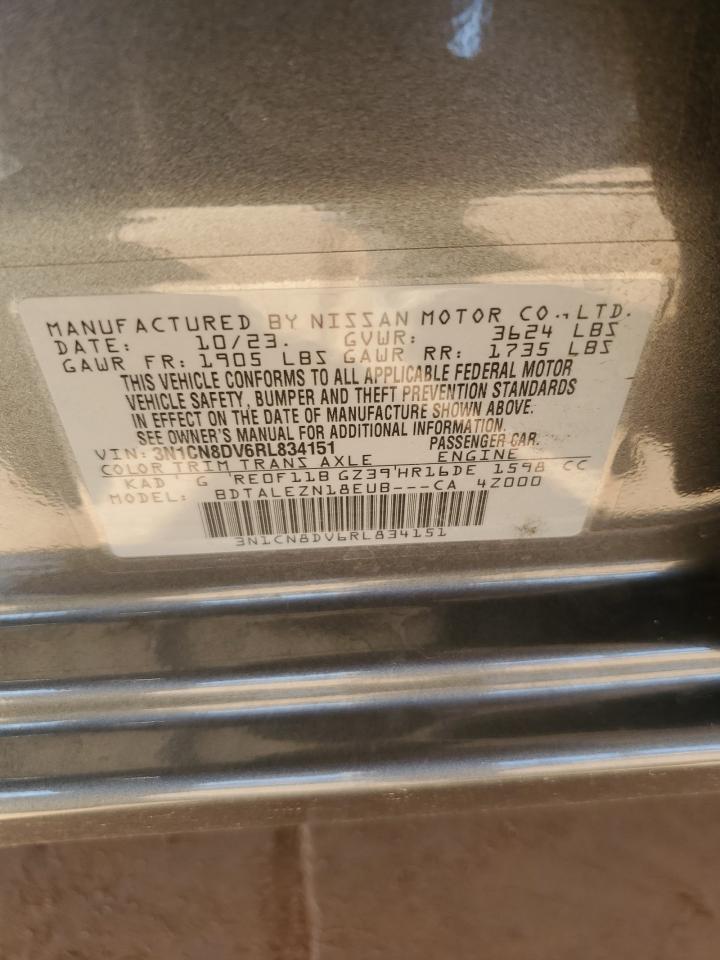 2024 Nissan Versa S VIN: 3N1CN8DV6RL834151 Lot: 85571055