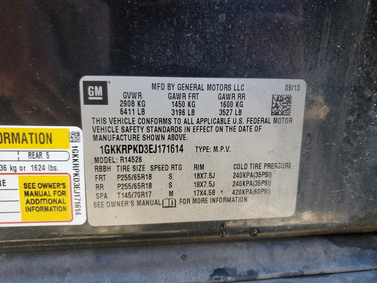 2014 GMC Acadia Sle VIN: 1GKKRPKD3EJ171614 Lot: 82539575
