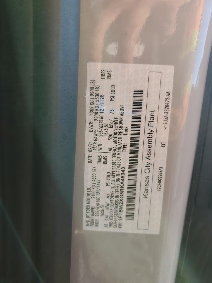 2024 Ford Transit T-350 VIN: 1FTBW2XG5RKA48343 Lot: 81974585