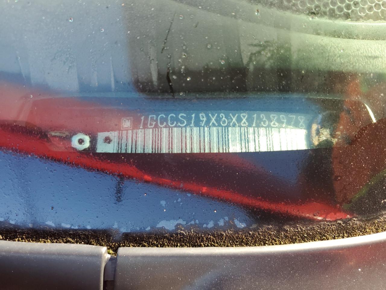 1999 Chevrolet S Truck S10 VIN: 1GCCS19X3X8138978 Lot: 86190745