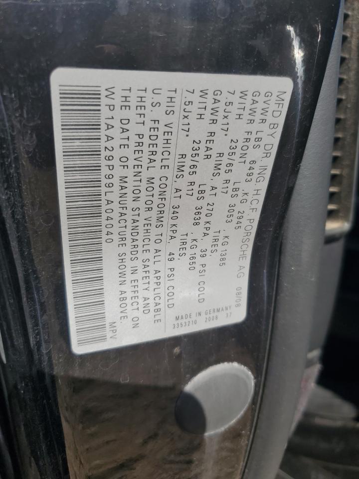 2009 Porsche Cayenne VIN: WP1AA29P99LA04040 Lot: 91279865