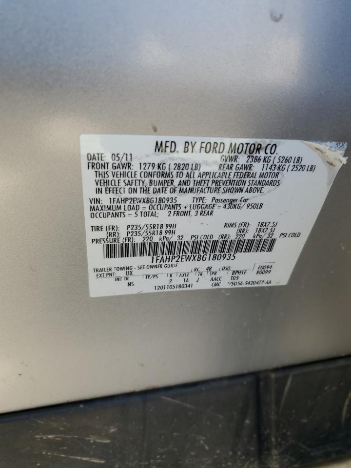 2011 Ford Taurus Sel VIN: 1FAHP2EWXBG180935 Lot: 82586265