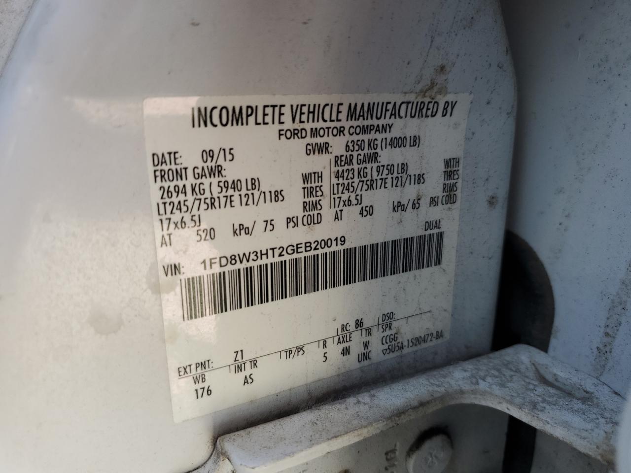 2016 Ford F350 Super Duty Flatbed Truck VIN: 1FD8W3HT2GEB20019 Lot: 89504895