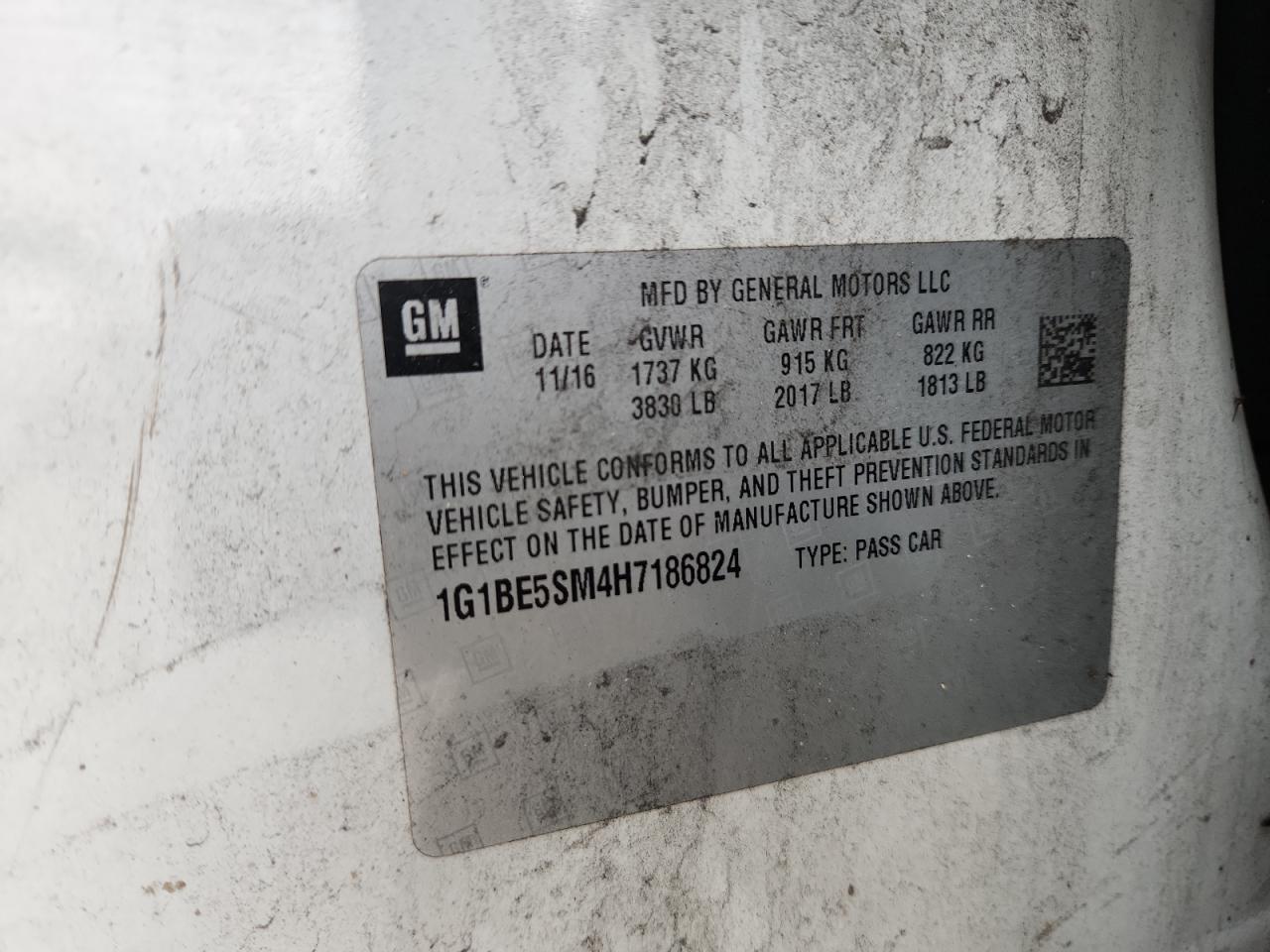 2017 Chevrolet Cruze Lt VIN: 1G1BE5SM4H7186824 Lot: 86273415