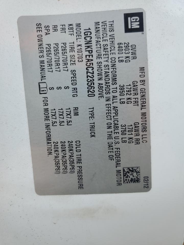 2012 Chevrolet Silverado K1500 VIN: 1GCNKPEA5CZ235620 Lot: 85578695