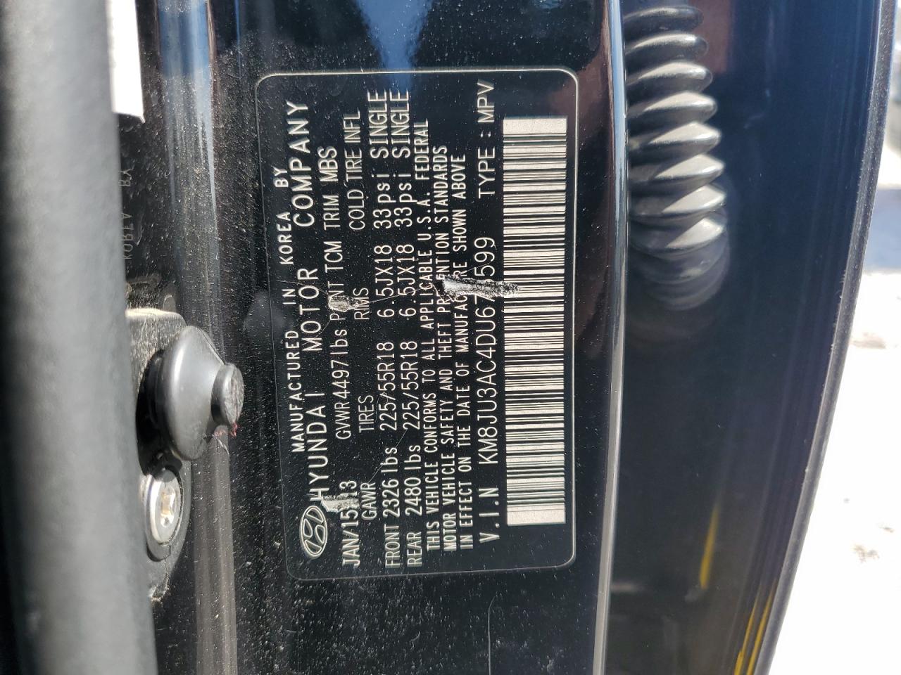 2013 Hyundai Tucson Gls VIN: KM8JU3AC4DU678599 Lot: 81951535