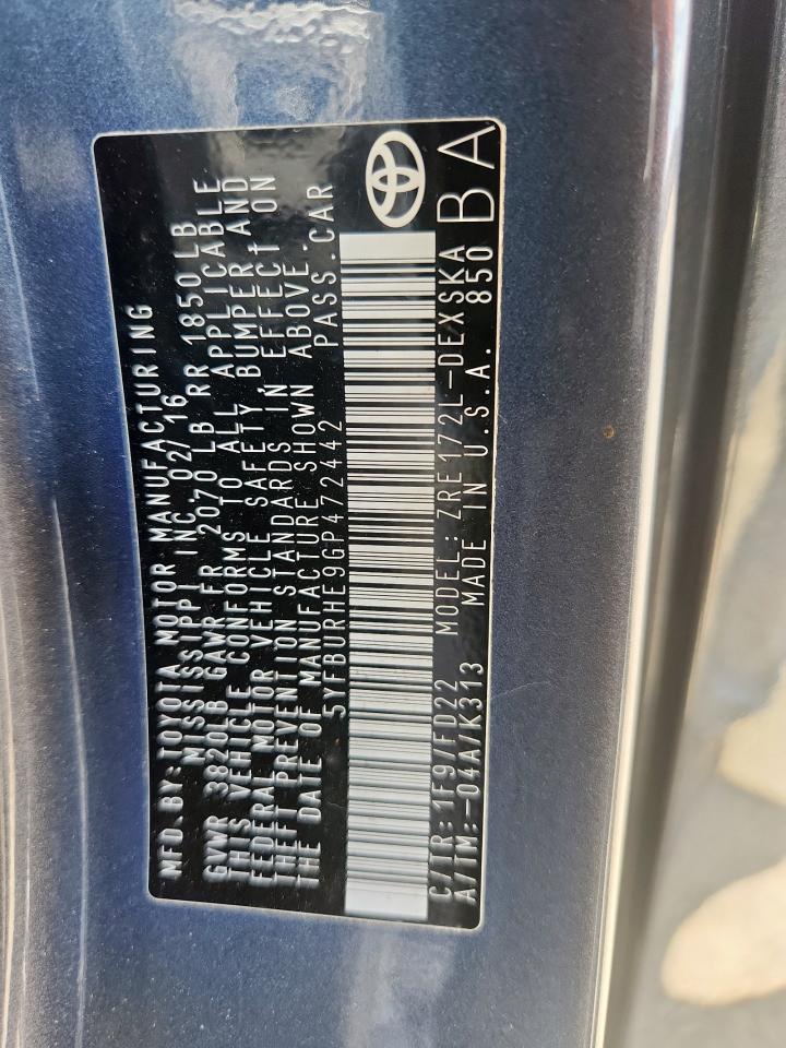 2016 Toyota Corolla L VIN: 5YFBURHE9GP472442 Lot: 85673075