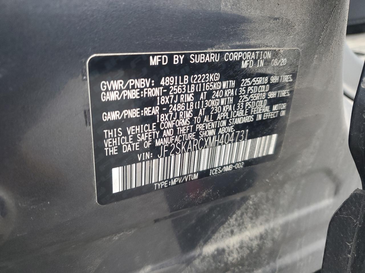 2021 Subaru Forester Sport VIN: JF2SKARCXMH404731 Lot: 90500735