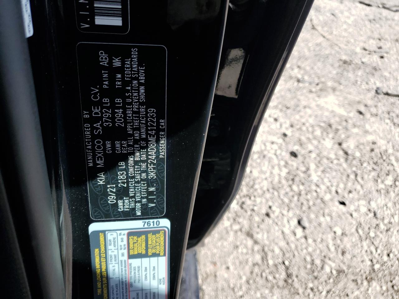 2021 Kia Forte Fe VIN: 3KPF24AD8ME412239 Lot: 89820805