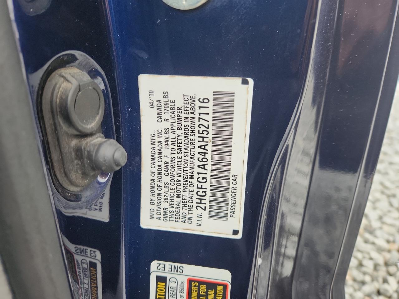 2010 Honda Civic Lx VIN: 2HGFG1A64AH527116 Lot: 89636395