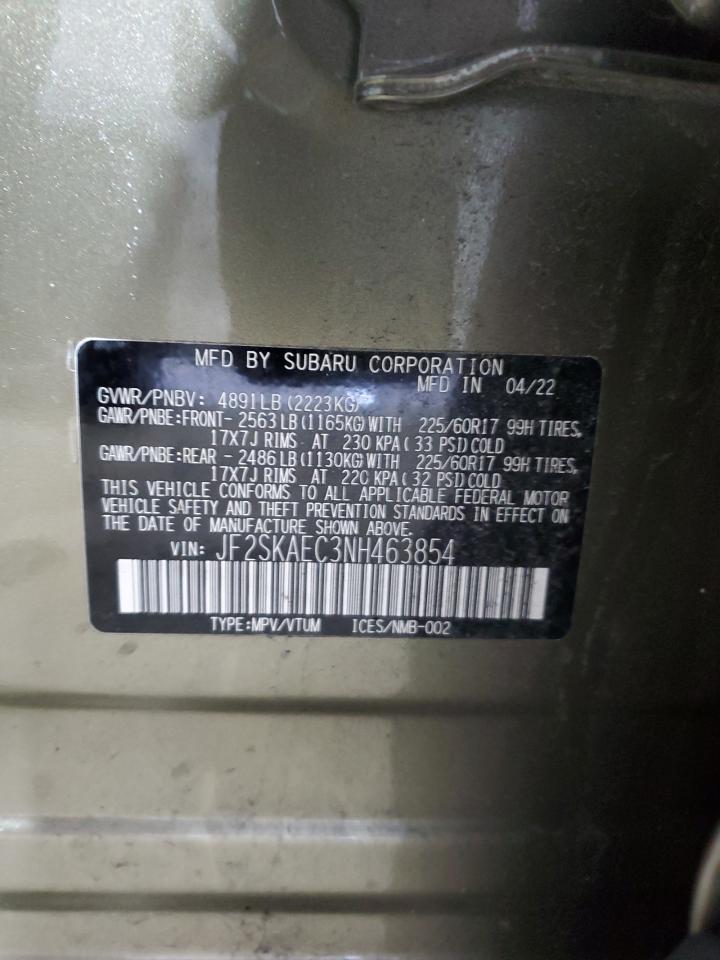 2022 Subaru Forester Premium VIN: JF2SKAEC3NH463854 Lot: 87406295