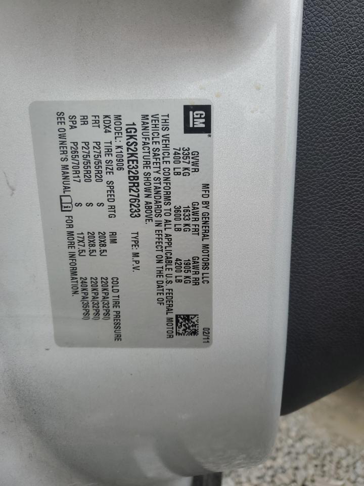 2011 GMC Yukon Xl K1500 Slt VIN: 1GKS2KE32BR276233 Lot: 90106805