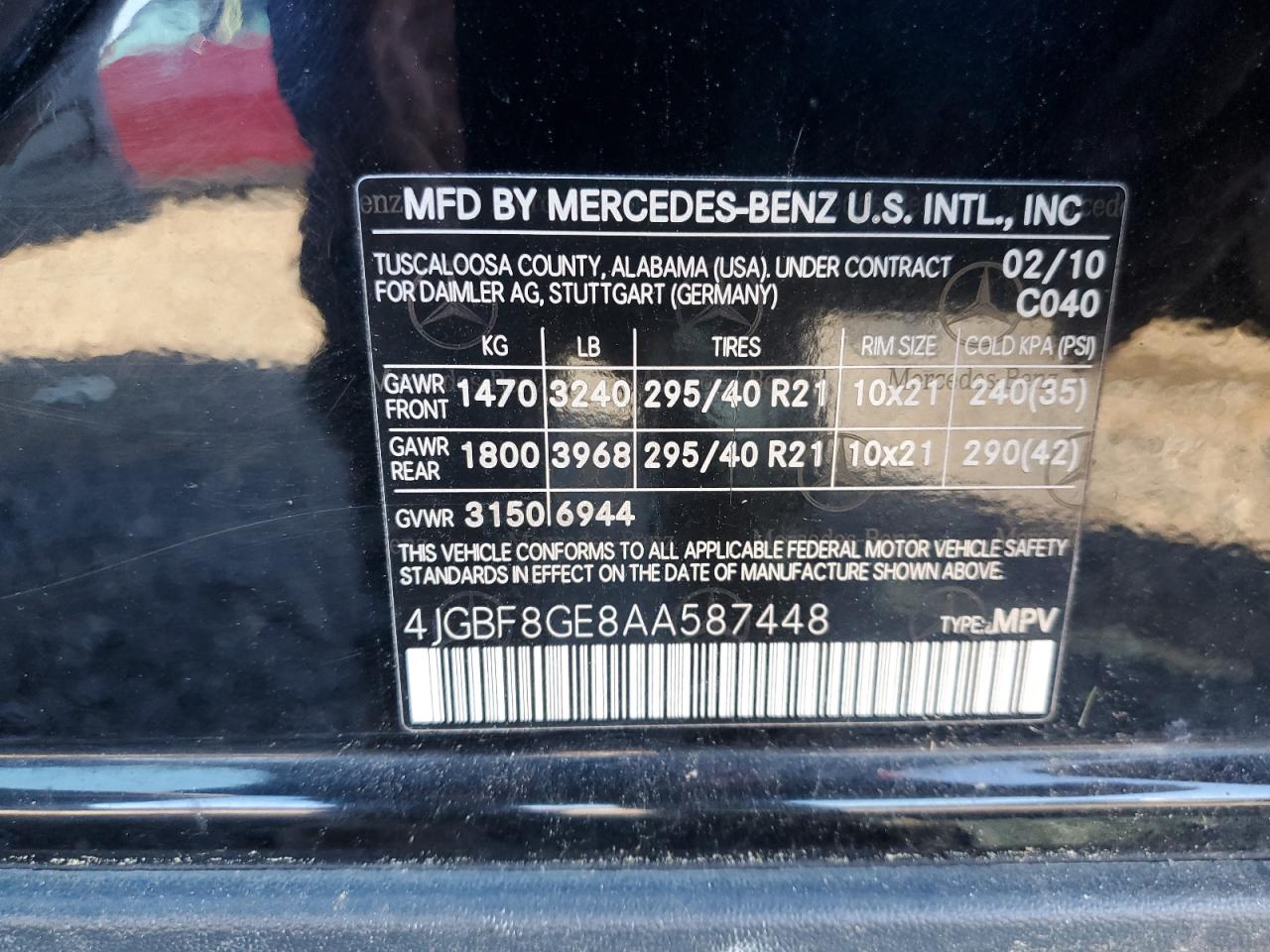 2010 Mercedes-Benz Gl 550 4Matic VIN: 4JGBF8GE8AA587448 Lot: 89561505