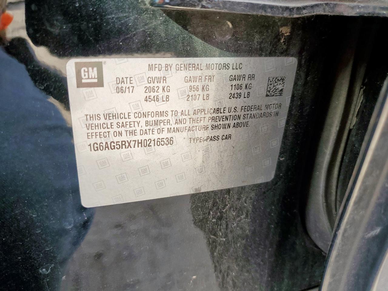 2017 Cadillac Ats VIN: 1G6AG5RX7H0216536 Lot: 85285695