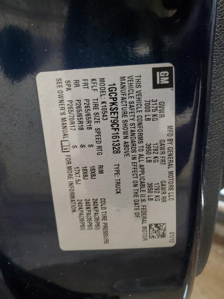 2012 Chevrolet Silverado K1500 Lt VIN: 1GCPKSE79CF161328 Lot: 84189365