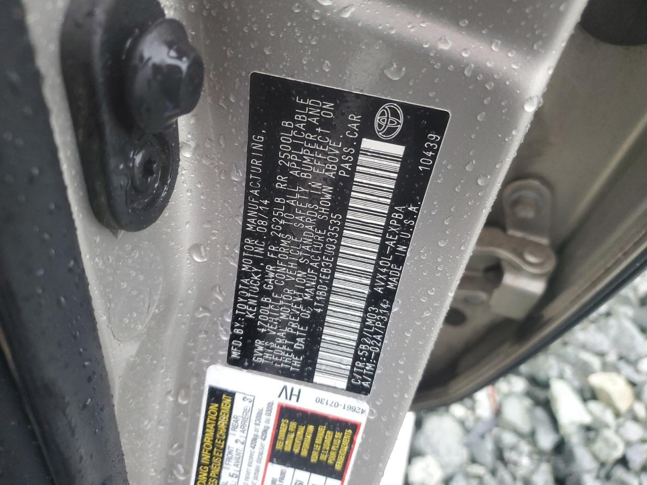 2014 Toyota Avalon Hybrid VIN: 4T1BD1EB3EU033535 Lot: 82694755