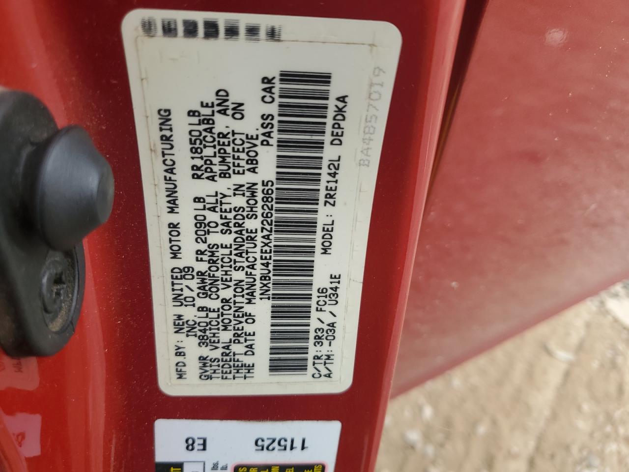 2010 Toyota Corolla Base VIN: 1NXBU4EEXAZ262865 Lot: 82261215