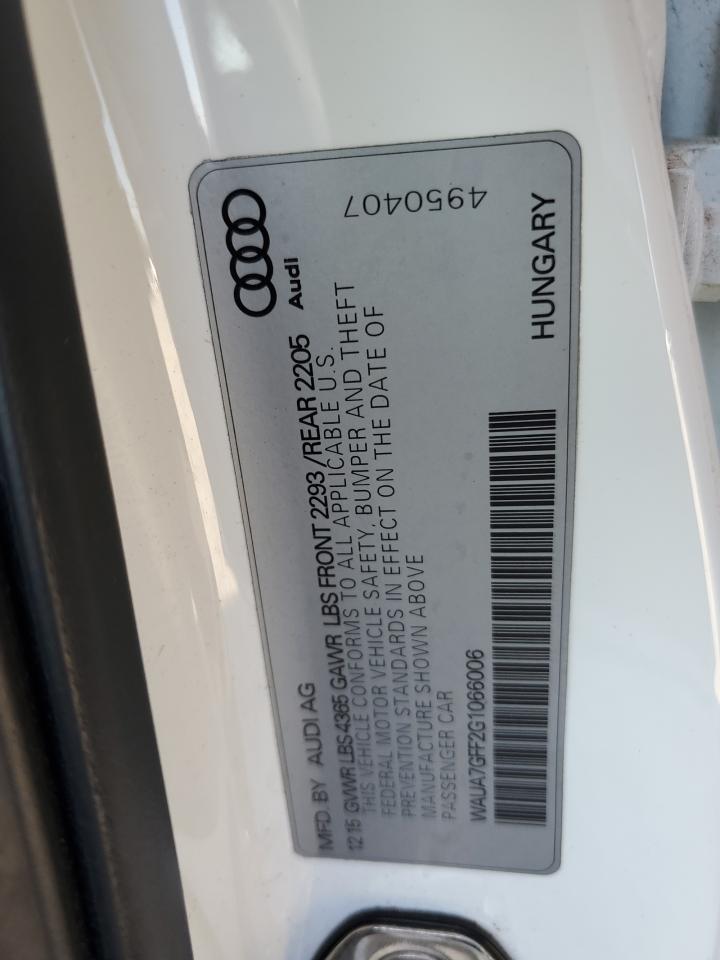 2016 Audi A3 Premium VIN: WAUA7GFF2G1066006 Lot: 84920875