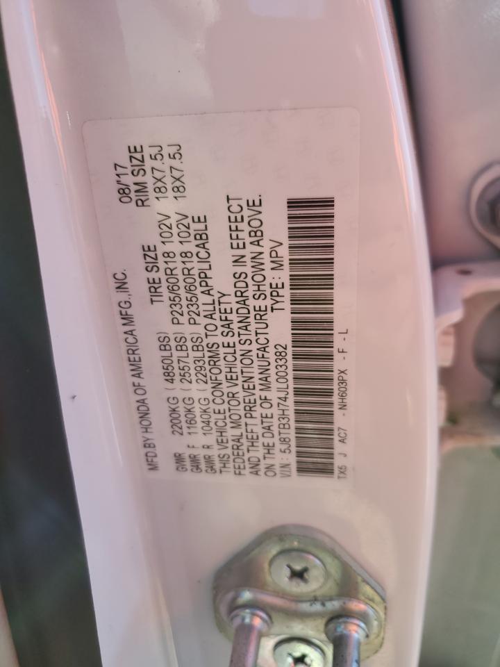 2018 Acura Rdx Advance VIN: 5J8TB3H74JL003382 Lot: 87445995