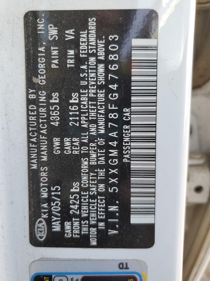 2015 Kia Optima Lx VIN: 5XXGM4A78FG476803 Lot: 85306115