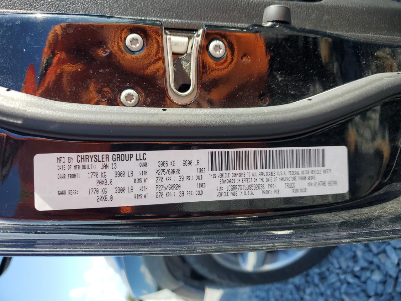 2013 Ram 1500 Slt VIN: 1C6RR7GT5DS582636 Lot: 82284745