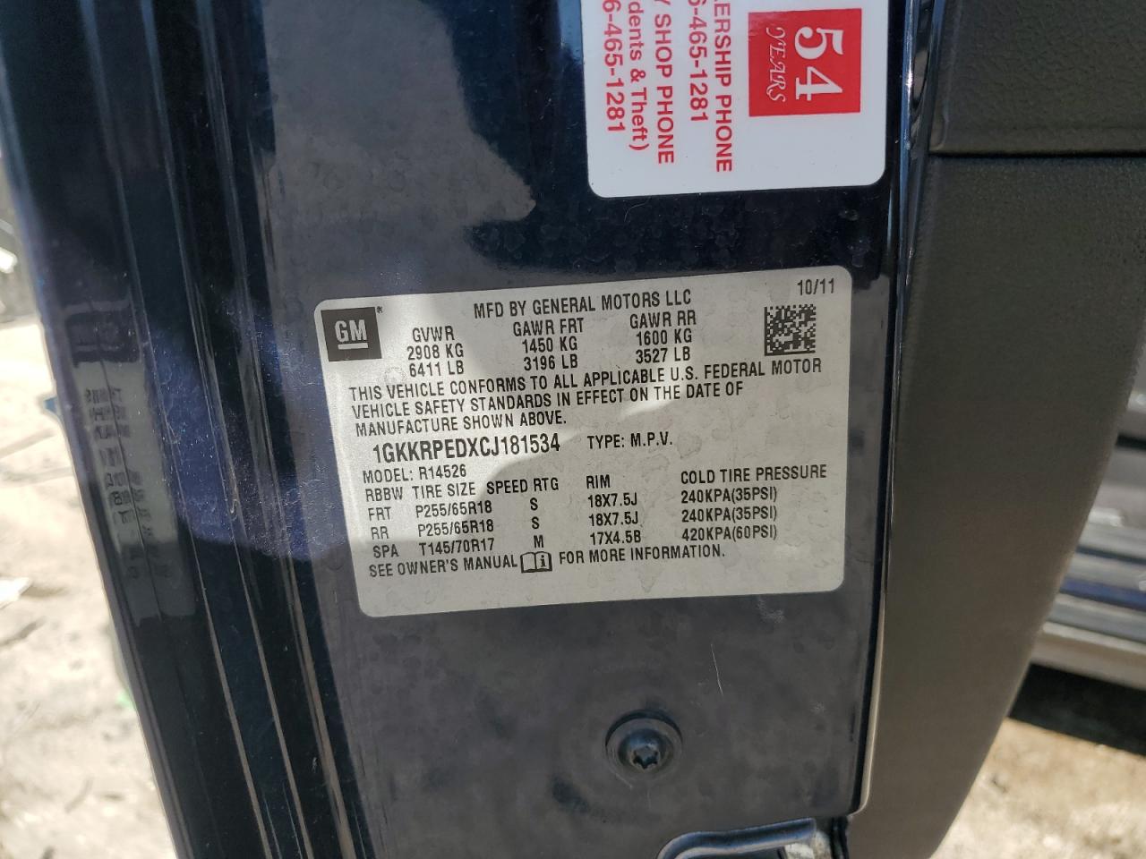 2012 GMC Acadia Sle VIN: 1GKKRPEDXCJ181534 Lot: 85945555