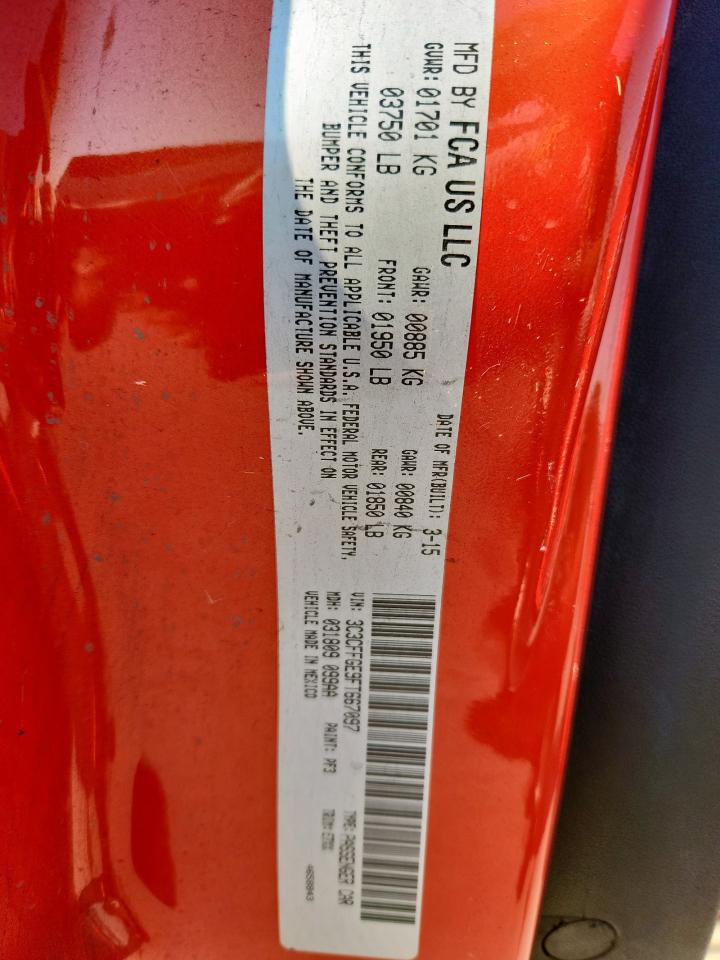 2015 Fiat 500 Electric VIN: 3C3CFFGE9FT667097 Lot: 82435505