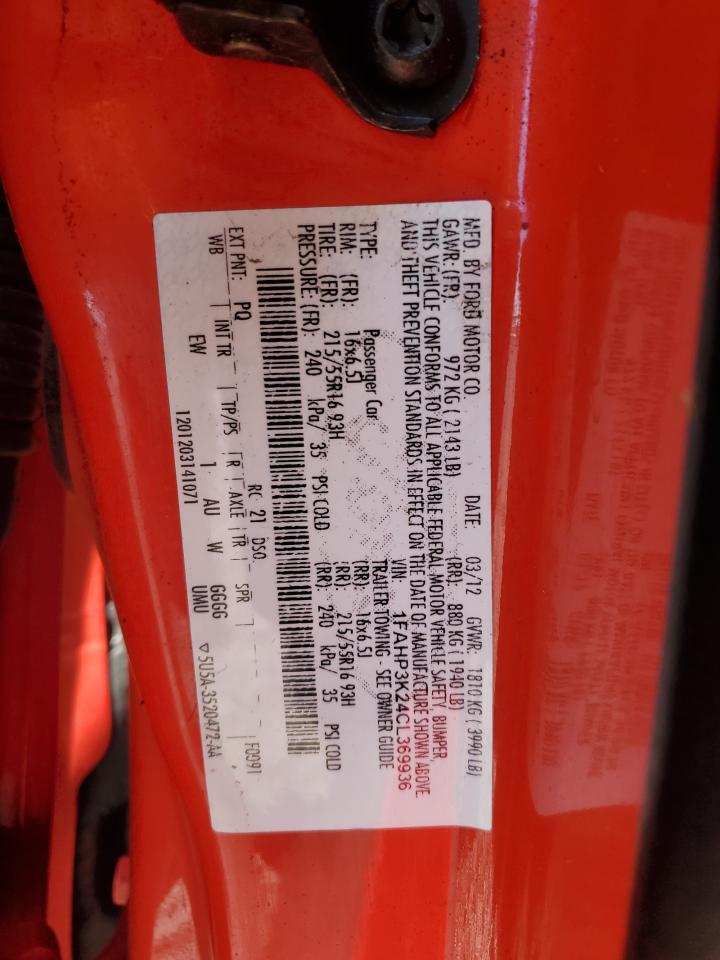 2012 Ford Focus Se VIN: 1FAHP3K24CL369936 Lot: 86759665