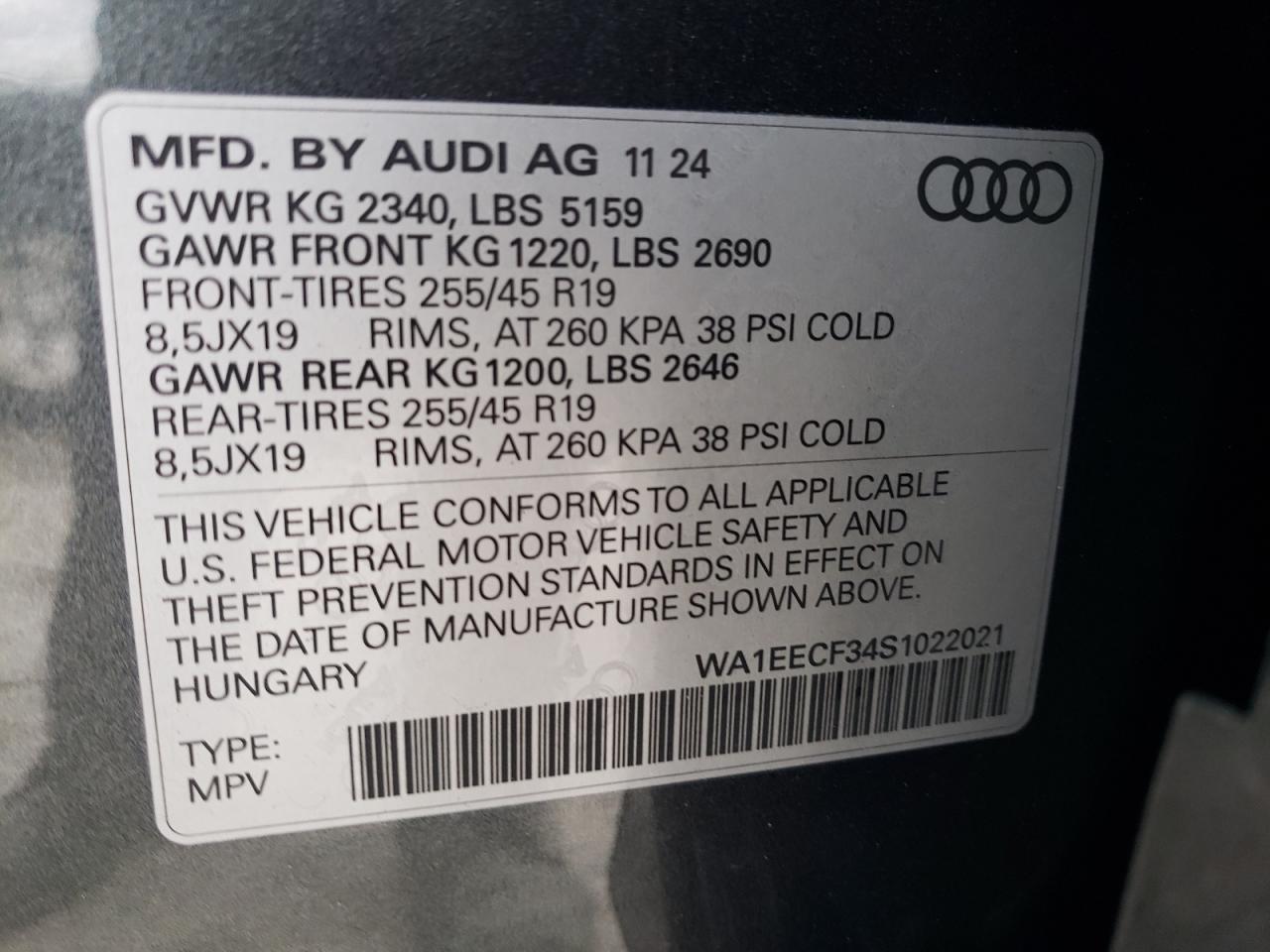 2025 Audi Q3 Premium Plus S Line 45 VIN: WA1EECF34S1022021 Lot: 85209395