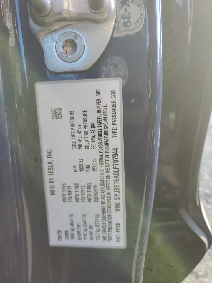 2020 Tesla Model 3 VIN: 5YJ3E1EA0LF797944 Lot: 89527975