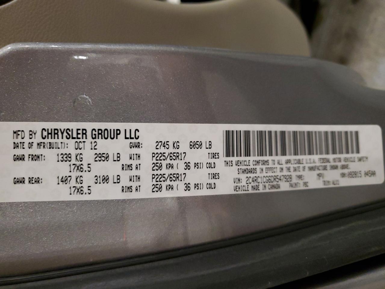 2013 Chrysler Town & Country Touring L VIN: 2C4RC1CG6DR547928 Lot: 68919415