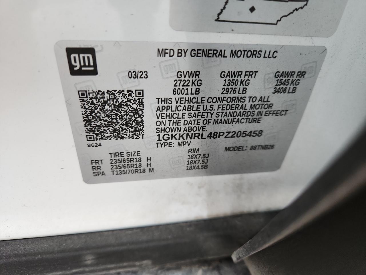 2023 GMC Acadia Sle VIN: 1GKKNRL48PZ205458 Lot: 85258605