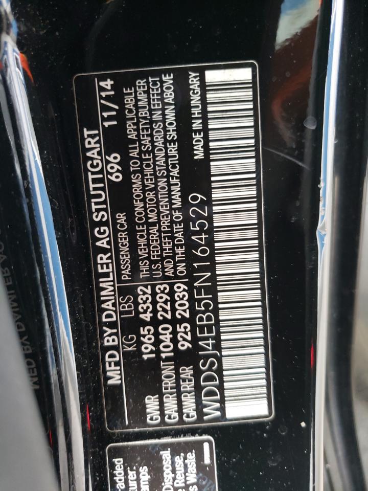 2015 Mercedes-Benz Cla 250 VIN: WDDSJ4EB5FN164529 Lot: 85302125