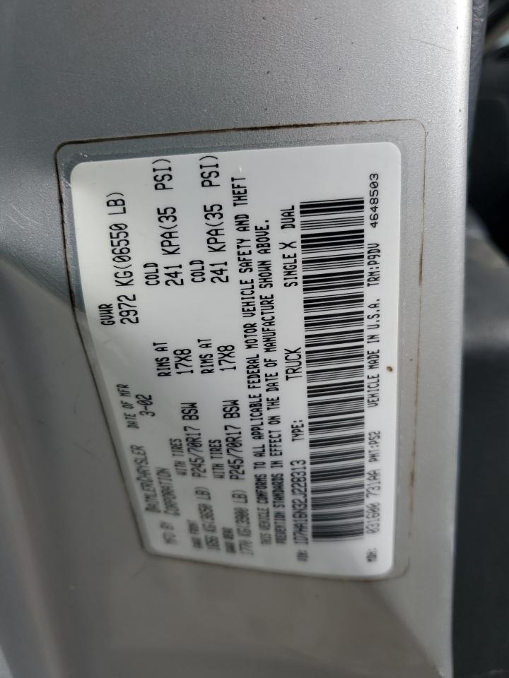 2002 Dodge Ram 1500 VIN: 1D7HA16N32J228313 Lot: 86128245