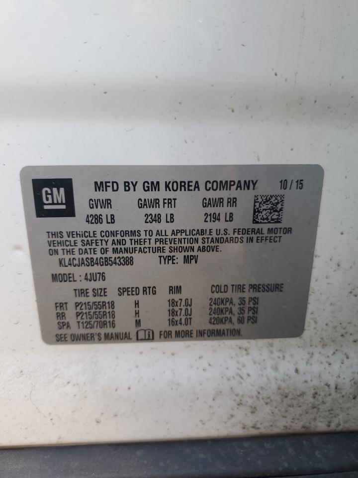 2016 Buick Encore VIN: KL4CJASB4GB543388 Lot: 90654145