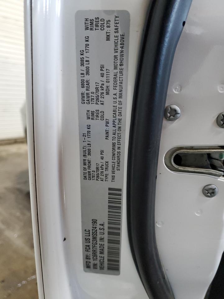 2021 Ram 1500 Classic Tradesman VIN: 1C6RR7FG3MS524190 Lot: 90066815