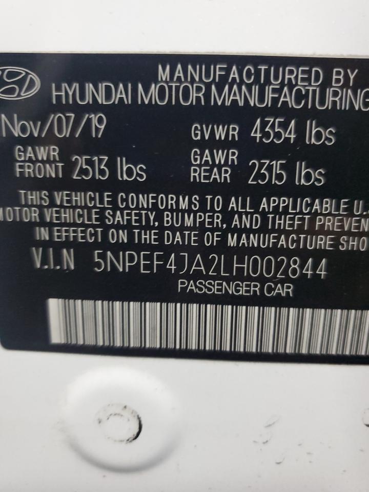 2020 Hyundai Sonata Sel VIN: 5NPEF4JA2LH002844 Lot: 86602205