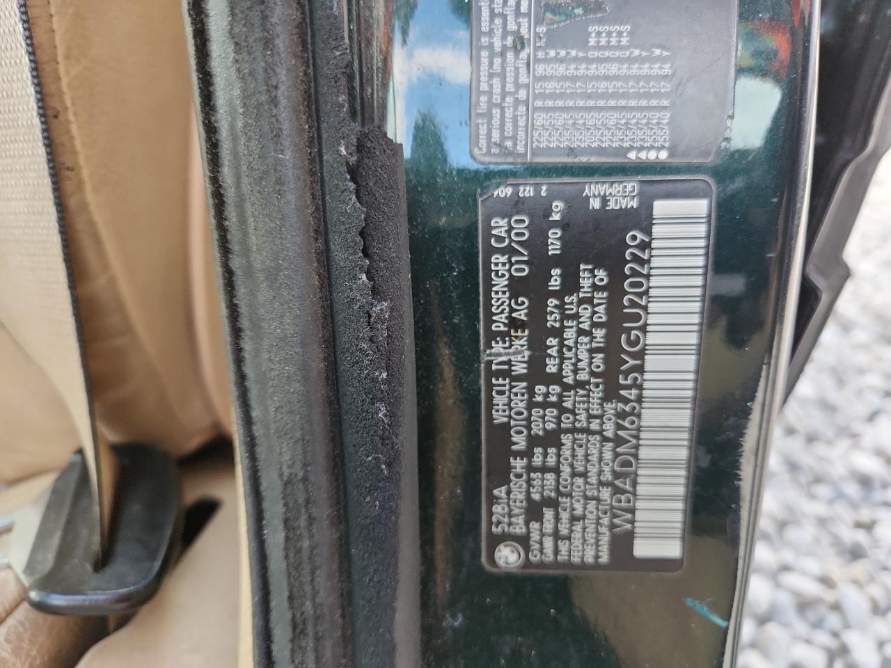 2000 BMW 528 I Automatic VIN: WBADM6345YGU20229 Lot: 85716245