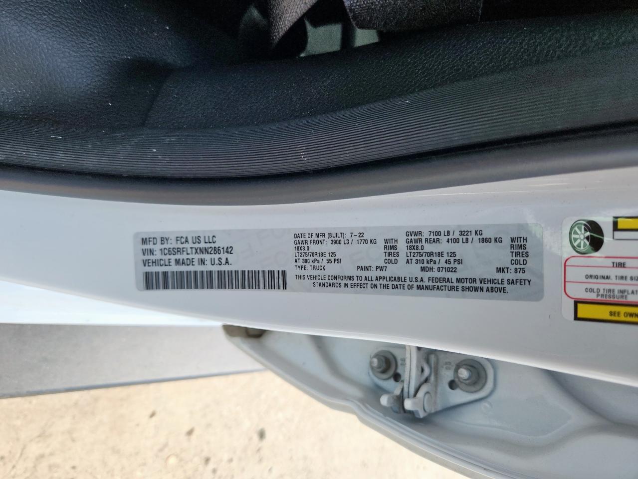 2022 Ram 1500 Rebel VIN: 1C6SRFLTXNN286142 Lot: 85085575