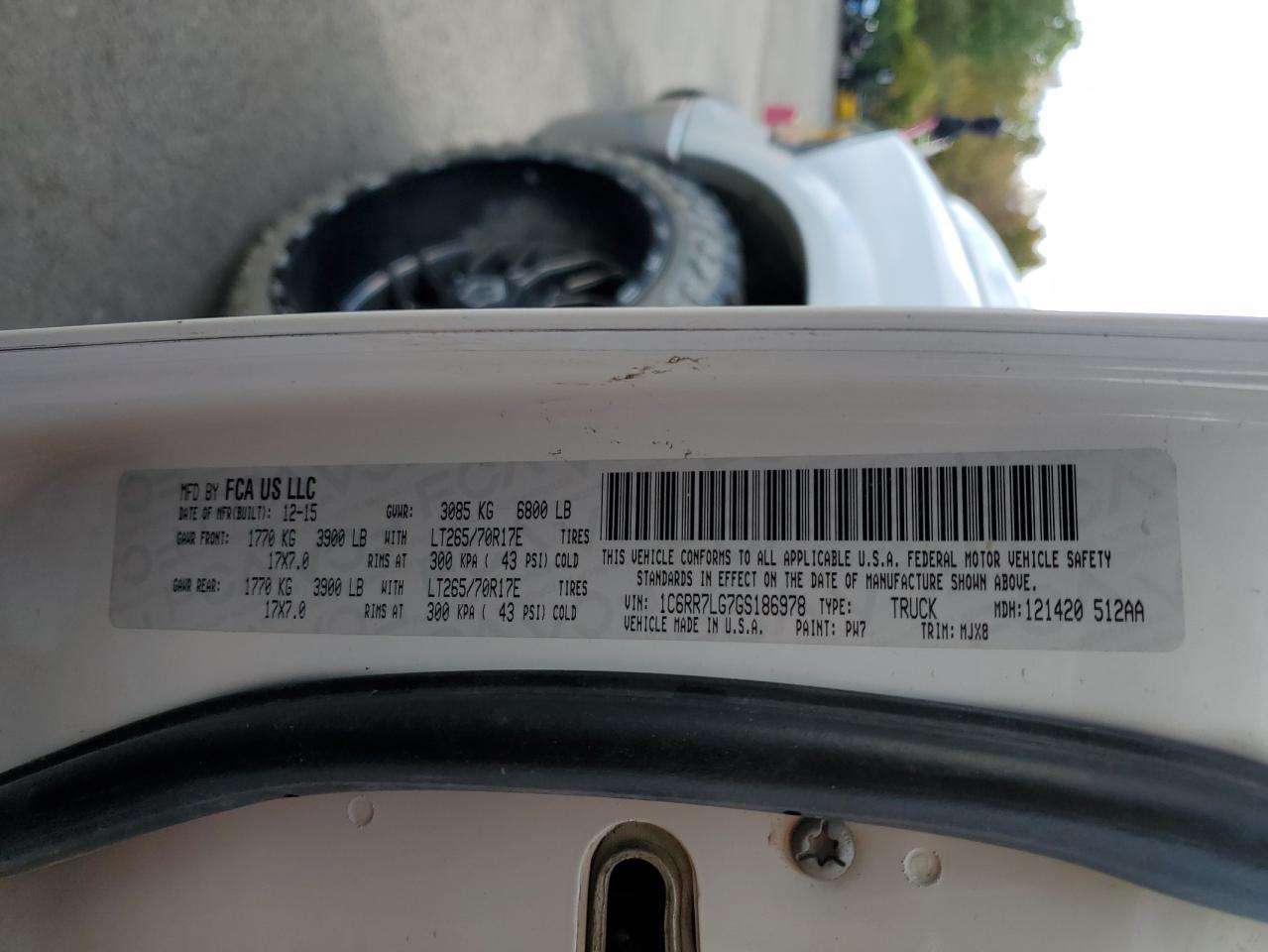 2016 Ram 1500 Slt VIN: 1C6RR7LG7GS186978 Lot: 85545995